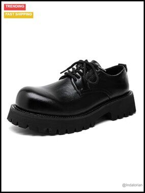 Men's Chunky Oxfords Platform Dress Shoes Upturned-Toe Formal Business Work